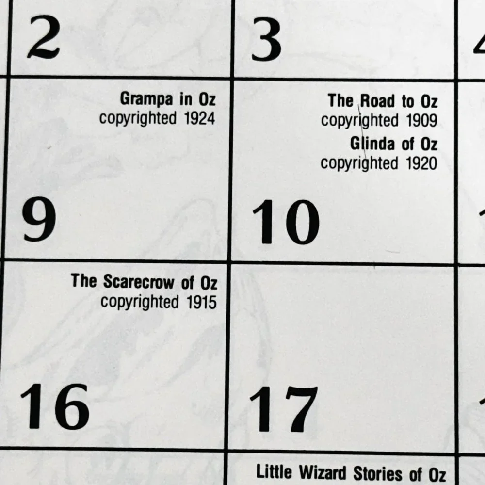 International Oz Club 1990 Calendar w/Artwork - Rare Find